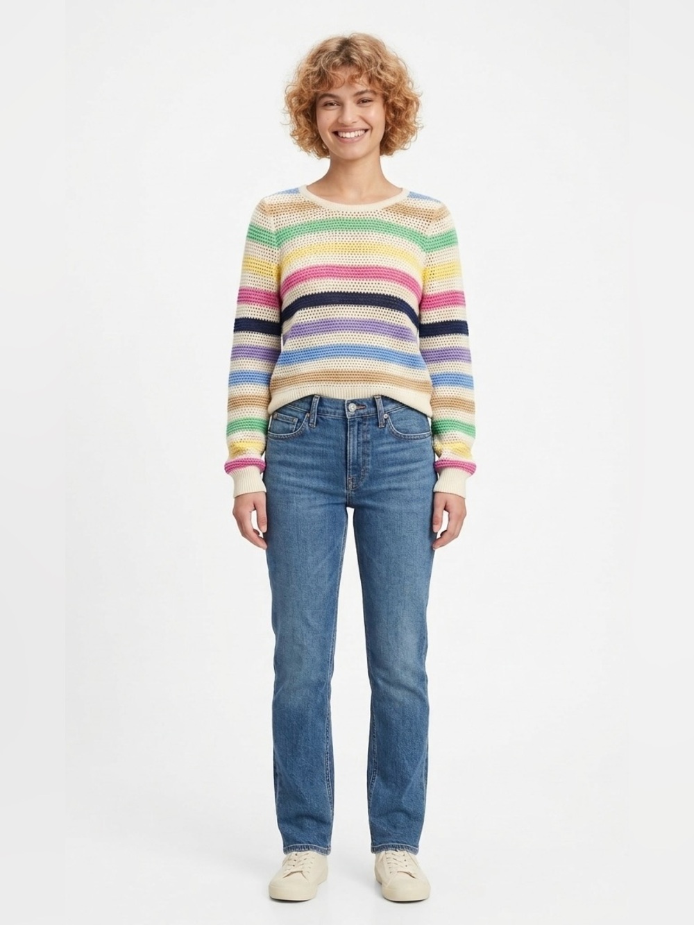 GAP Crochet Multicolor Crewneck Sweater (Size Small)